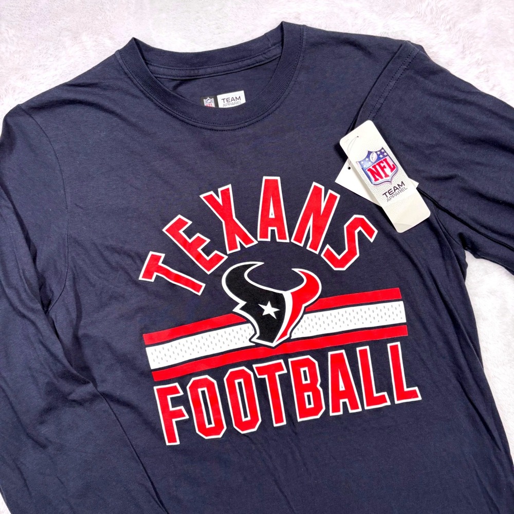 NEW Houston Texans Football TShirt Men S (FIT XS) Navy Long Slv NFL Team Apparel